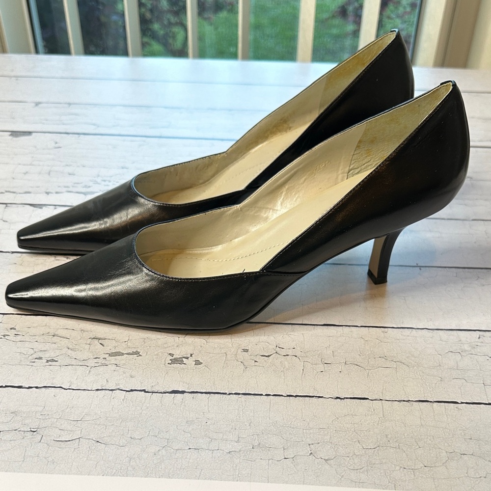 BCBGirls Black Leather Pointed Heels - Picture 5 of 8